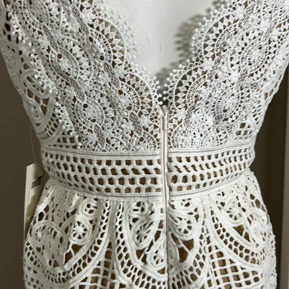 Monique Lhuillier x Anthropologie Yolande Lace Dress Ivory Scalloped Vneck 8 NEW - Picture 10 of 16